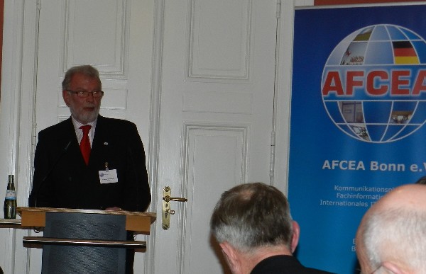 Georges D'hollander, general manager, NATO Consultation, Command and Control Agency, outlines the impact of the NATO reform on information technology during the chapter's March discussion.
